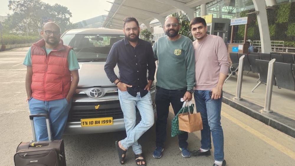 Guests after an airport pickup – Om Shakthi Travels, Chennai