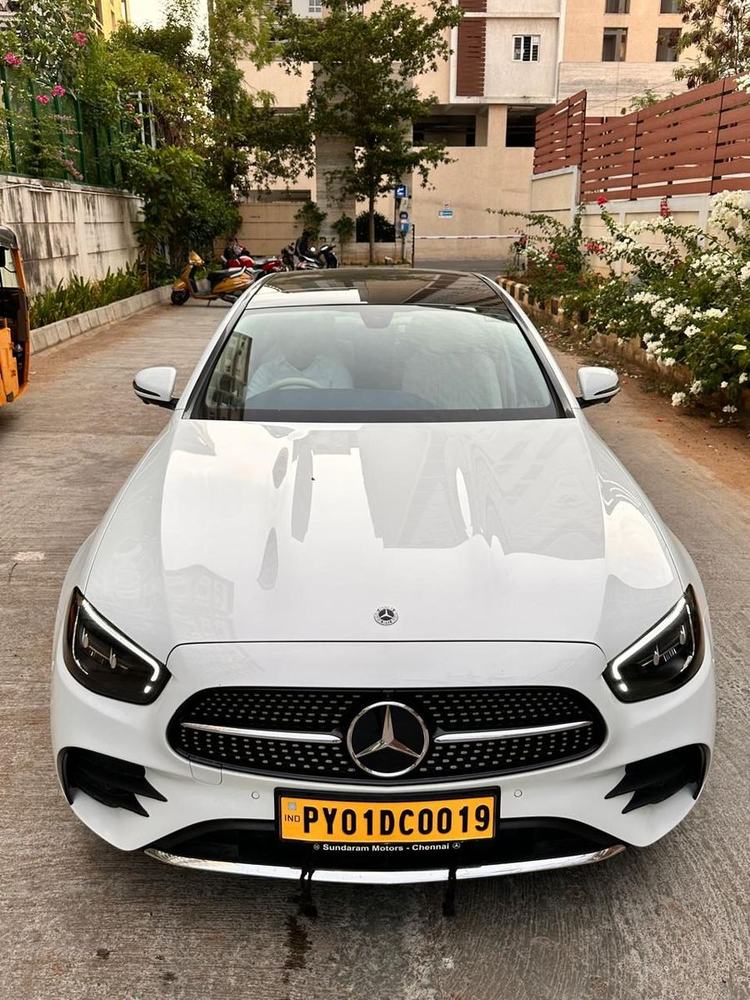 White Mercedes-Benz E-Class front view, Chennai