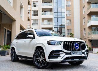 White Mercedes-Benz GLS luxury SUV – Om Shakthi Travels, Chennai